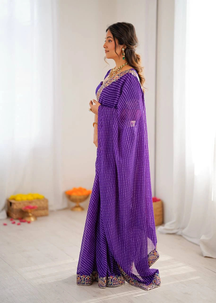 Soft Purple Faux Georgette Saree Kalyanja Fashion